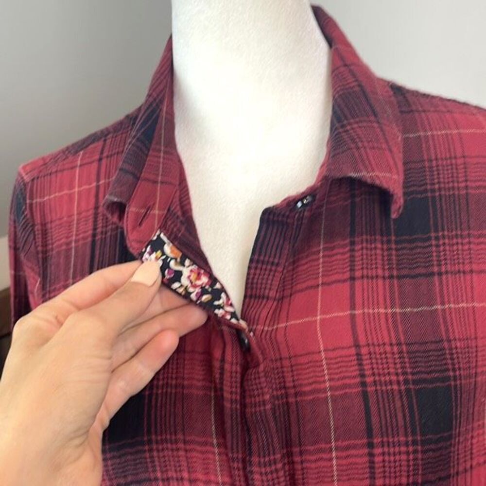 J.Jill Plaid Long Sleeve Button Down Shirt Dress Size Medium - Picture 3 of 6